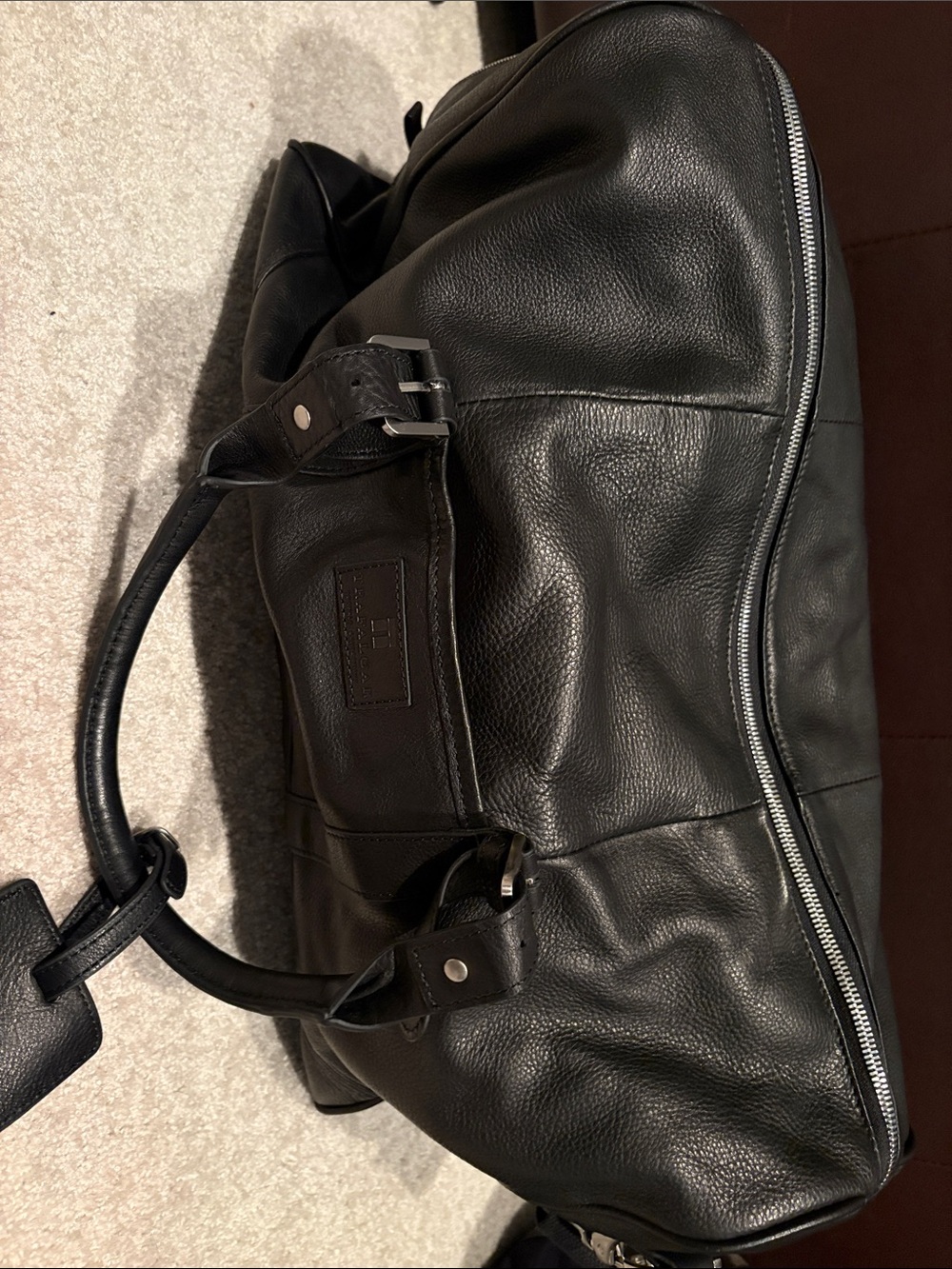 Trafalgar Black leather duffle bag Travel